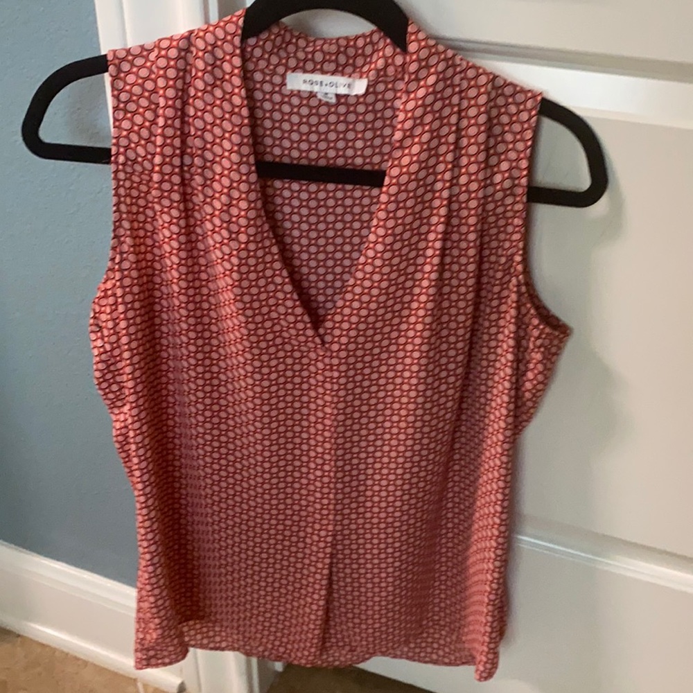 Rose + Olive Print Top Sz Small